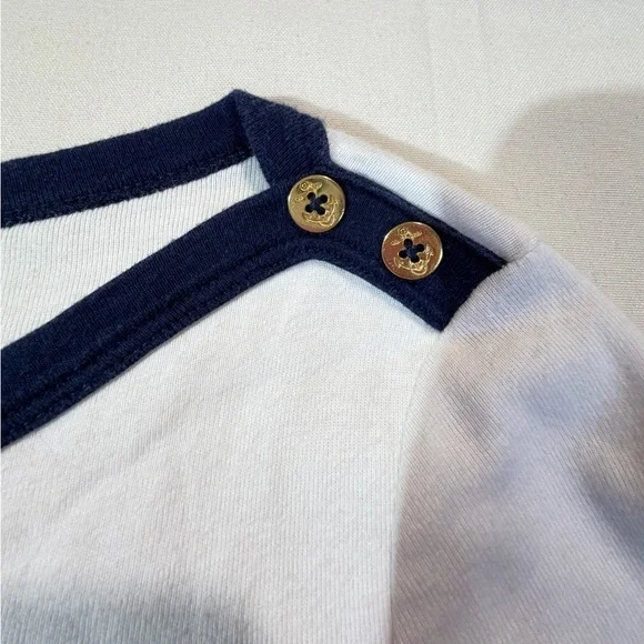 Lauren Ralph Lauren Striped Boat Neck Top Sz M  Nautical Coastal - Picture 6 of 7